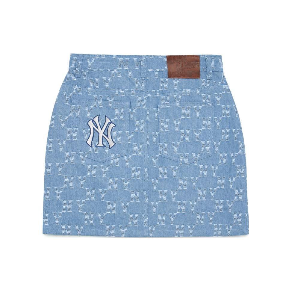 New MLB Denim Short Skirts Women's Light Gray Blue 3FDSM0133-50INS
