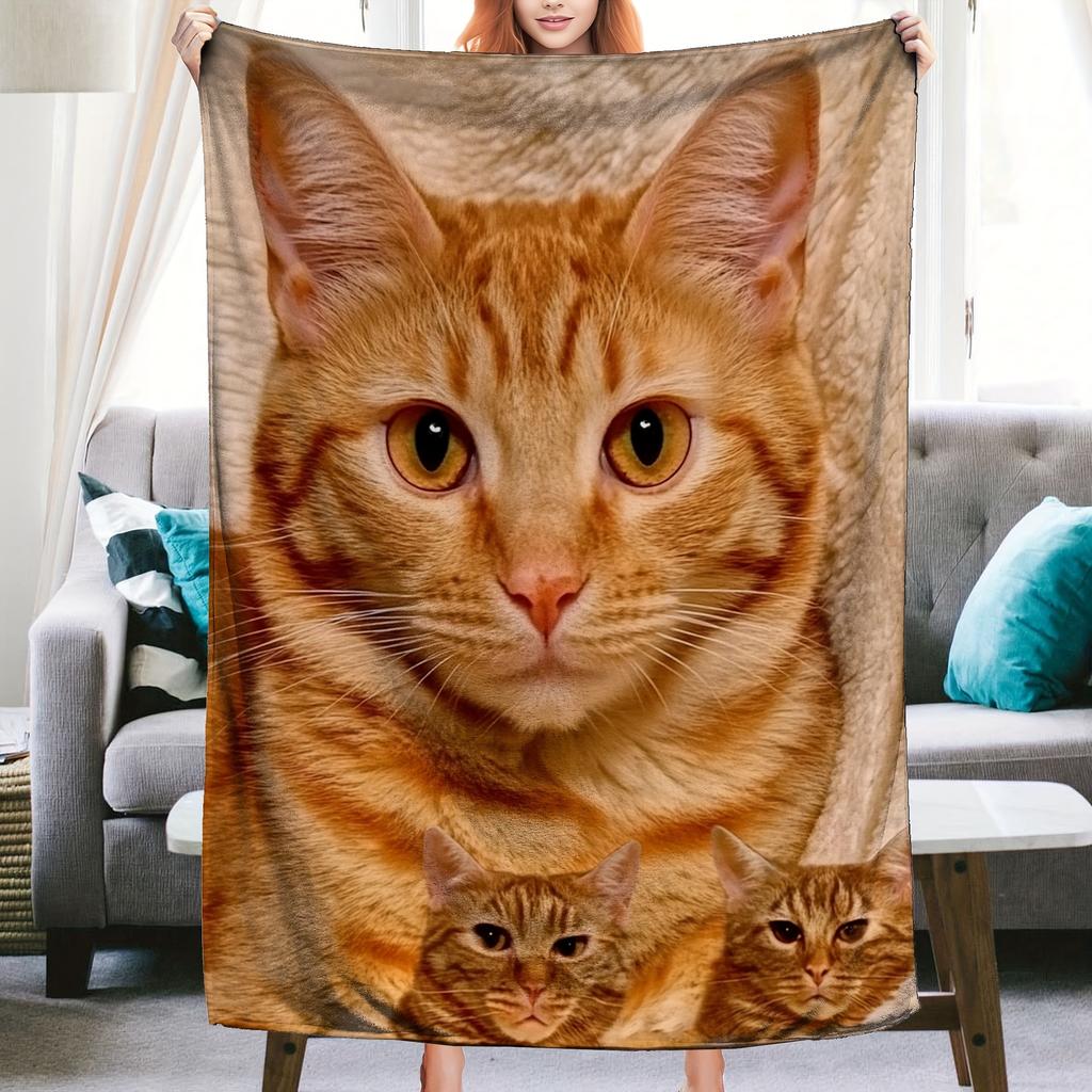 Cute Pet Cute Cat Blanket Fun Kitten Soft Flannel Blanket Modern Suitable for Home Air Conditioner Blanket