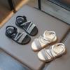 Girls Sandals Summer 2024 New Children Rhinestone Strap Beach Sandals Fashion Kids Princess Causal Open-toe Sandals Breathable