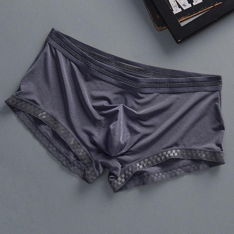 1PC Soft Solid Color Ice Silk Translucent Men's Underwear Male Shorts Breathable