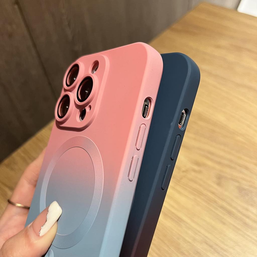 Magnetic For iPhone 15 ProMax Case[Compatible with MagSafe]Cute Gradient Color Case TPU Shockproof Lens for iPhone 14 13 12 Case