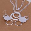 Silver-plated Necklace Set S925 Silver Earring Set Silver-plated Exquisite Frosted Circle Necklace and Earrings Two-piece Set