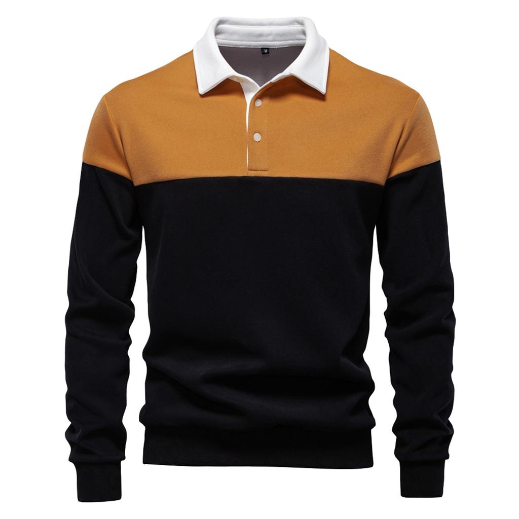Men's Colorblock Button Lapel Long Sleeve Top Men's Casual Fashion Shirt