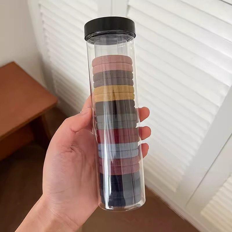 Canned Girls Tie-up Hair Head Rope High Elastic Durable Hair Rope Black Hair Ring Leather Cover Rubber Band New