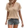 Women's Fashion Solid Color Short Sleeve V Neck Casual Pullover T-shirt Top