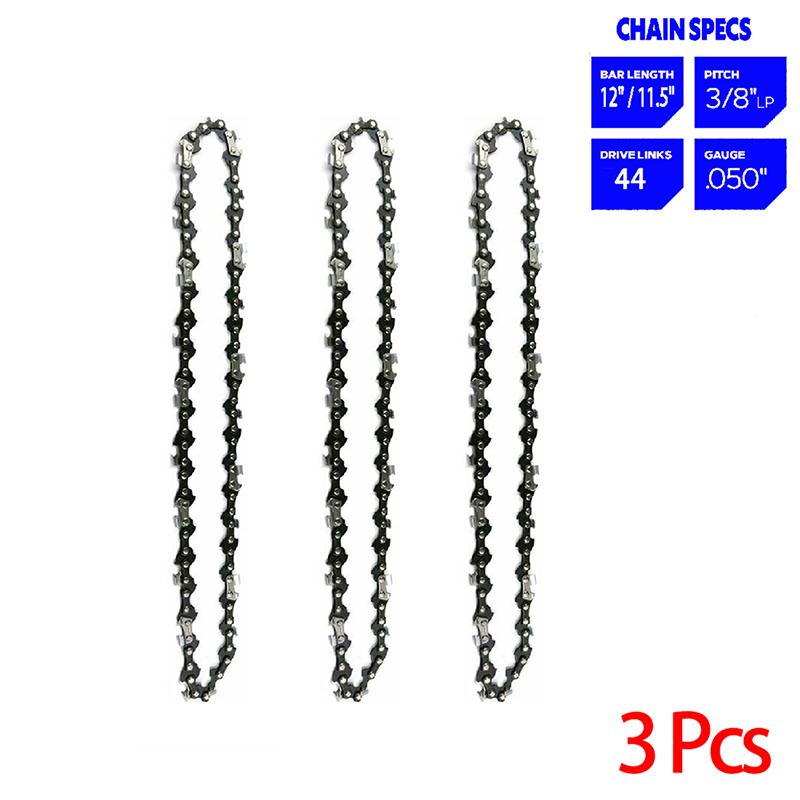 1/2/3/4pcs 12/11.5 Inch Electric Chain Saw 44 Drive Link 22 Cutter 3/8" LP Pitch .050" Gauge Chain Logging Pruning Wood Cutter Spare Parts