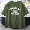Brooklyn Est.1631 New York Letter унисекс, хлопковые винтажные повседневные топы с короткими рукавами, дышащая футболка с круглым вырезом, одежда, футболки унисекс