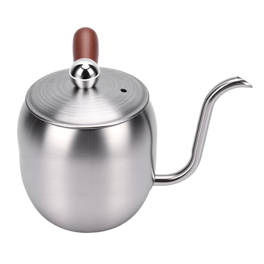 Pour Over Coffee Kettle 500ml 304 Stainless Steel Gooseneck Spout Coffee Drip Teapot with Wood Handle for Camping