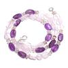 Natural Rose Quartz Amethyst Gemstone Smooth Beads Necklace 17" UB-4858 UB-4858