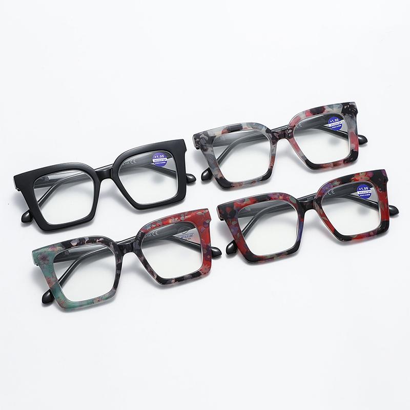 1.0 1.5 2.0 2.5 3.0 Fashionable Floral Reading Glasses Women's Anti Blue Light Spring Hinge Eyes and Legs HD Flat Light Glasses