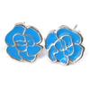 [R5229] - Blue 'Rosa Romantica' Earrings - 14 Mm
