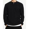 Waffle Henley Neck Long Sleeve T shirT mT43514men