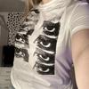 Vintage Short-sleeved T-shirt Female Y2k Aesthetic Graphic Eye Print Crop Top Streetwear Harajuku O-neck Gothic Tee Slim