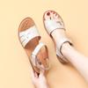 First Layer Cowhide Mother Sandals Women's Shoes Summer Flat Bottom Middle-aged Non-slip Soft Sole Middle-aged and Elderly Grandma Elderly Gen