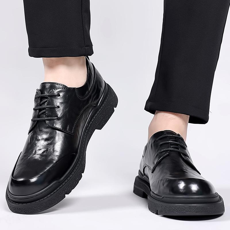 2025 весна мужские деловые кожаные туфли повседневные офисные кожаные туфли низкие на шнуровке черные кожаные туфли свадебные туфли мужские