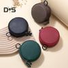 Coin Purse Dual Zipper Closure Round Shape Compact Portable Wallet Faux Leather Earphone Bag Waterproof Jewelry Organizer