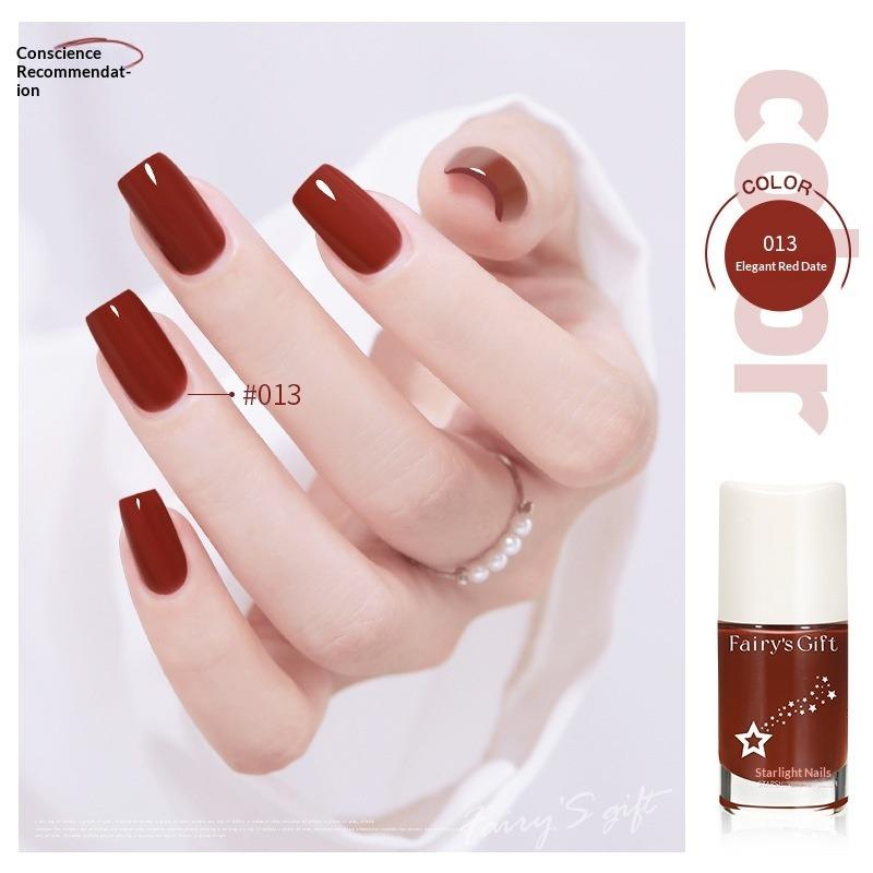 No-bake, Non-peelable, Long-lasting, Quick-drying, Waterproof, Colorfast, Oil-proof, and Waterproof Nail Polish.