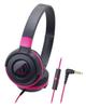 BPK Headphones Wired for Smartphones Portable Headphones STREET MONITORING Black Pink Audio-Technica ATH-S100iS On-Ear