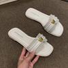 Sandals Outside Slippers Women's 2025 New Summer Women's Shoes Niche Design Sense One-word Flat Shoes