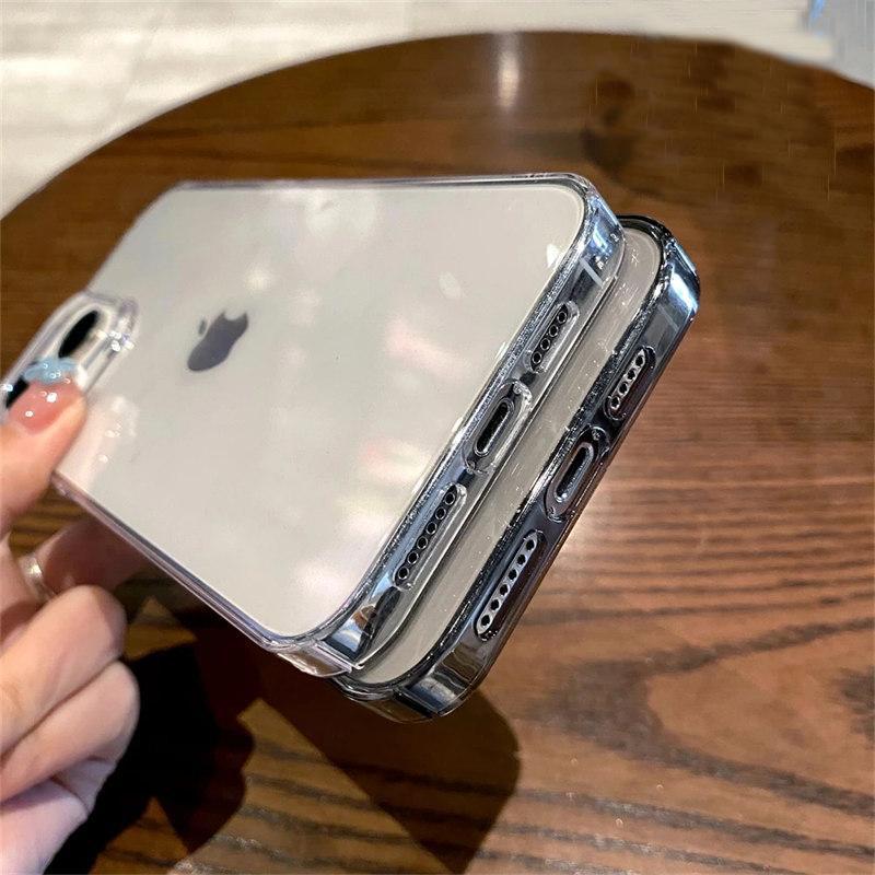 Luxury Transparent Hard Plastic PC Case For iPhone 16 15 14 13 12 Mini 11 Pro Max X XR XS 5 6 7 8 Plus SE Shockpoof Crystal Clear Cover