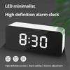 White LED Mirror Table Clock Snooze Display Time Night Light Desktop USB Alarm Clock Home Decor