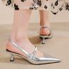 Fashion Shoes for Women 2024 New Pointed Toe Women's Slingback Sandals Simple and Elegant Dress Shoes High Quality Silver Heels Women