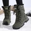 Women Waterproof Snow Boots Fashion High Boots PU Leather Cotton Shoes Plush Warm Hiking Sneakers Outdoor Walking Shoes