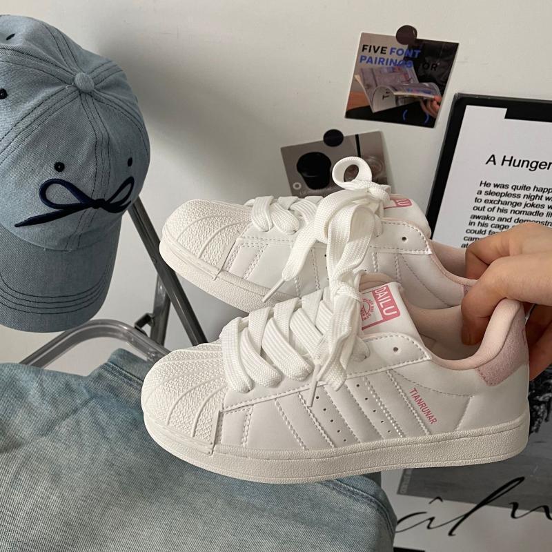 Little White Shoes Women's 2024 New Summer Cream Retro Japanese Student Versatile Shell Head Sports Skateboard Shoes Women