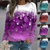 2024 Autumn and Winter 3D New Christmas Snowflake 3D Printed Women's T-shirt Top Loose Casual Round Neck Long Sleeve Hoodie