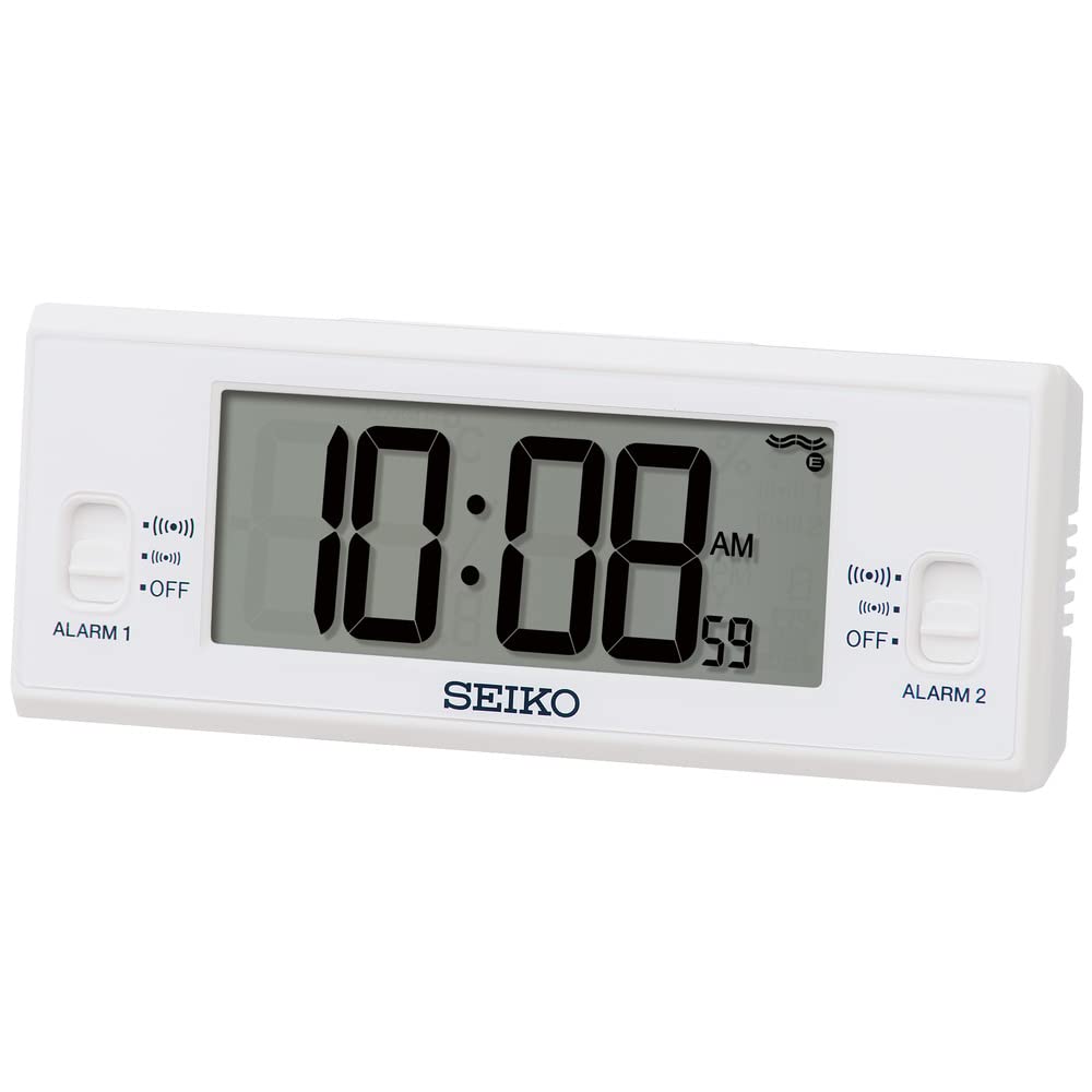 Seiko Clock Alarm Clock Table Clock Digital Radio Wave White 48 X 123 X 30mm SQ321W