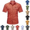 Men'S Shirt With Double Pockets Casual Short Sleeved Top Fashionable Cardigan