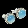 Natural Aqua Chalcedony Gemstone Handmade 925 Sterling Silver Stud Earrings F6h68