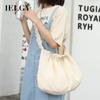 Japanese Casual Nylon Shoulder Simple Pleated Canvas Drawstring Messenger Women's Bag