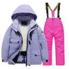 Children's Fashion Skiwear Set Boys' And Girls' Thickened Waterproof Warm Ski Suit Jacket And Trousers Outfit Set