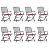 Day and Night - Day and Night Folding Garden Chairs 8 Units and Cushions Solid Acacia Wood