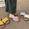Fashion PU Flat Shoes Female Ladies' Slippers Summer Rubber Slides Retro Shoes Woman 2025 Rubber Slippers PU Flat Summer Retro