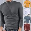 Spring Autumn Men Fitness Top Slim Fit Half-high Collar Stretchy Long Sleeves Solid