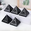Hand-Carved Obsidian Peacock Eye Pyramid for Feng Shui and Home Decor