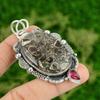 Turritella Agate Gemstone Pink Tourmaline 925 Sterling Silver Pendant Jewelry