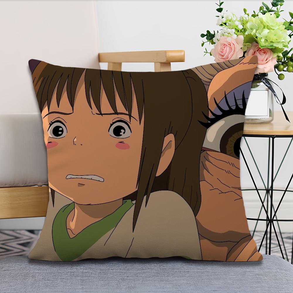 A-Away S-Spirited Cushion Cover Anime Film Soft Comfortable Pillow Case for Sofa Living Room Home Office Decor Protective Covers
