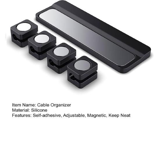 Cable Organizer Adjustable Cable Magnetic Holder Clip Self-adhesive Cord Under Home Office Nightstand Desk Wall Cable