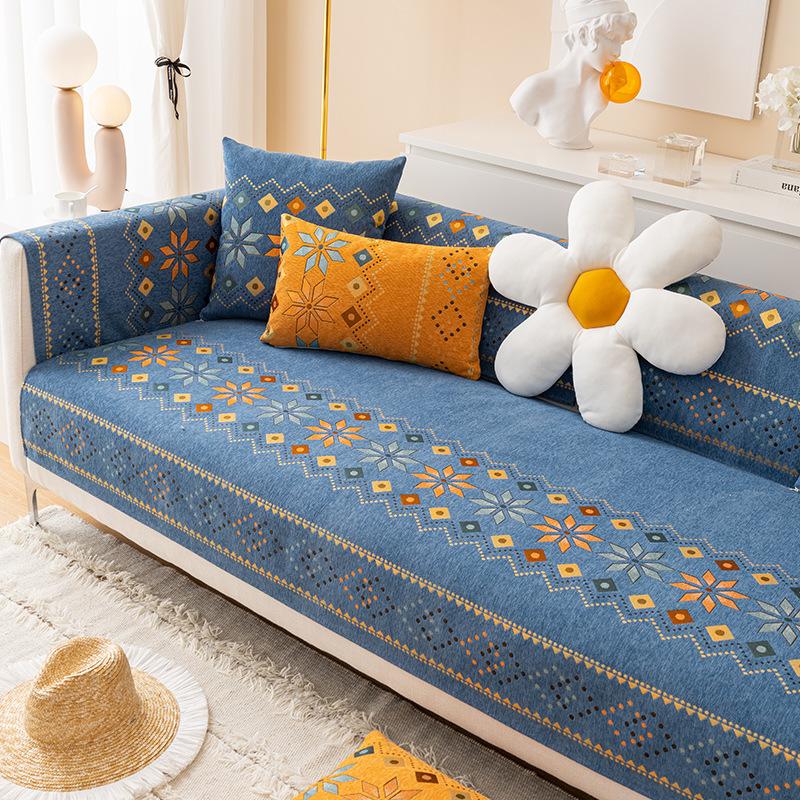 Chenille Sofa Cushion Leather Four Seasons Universal Simple Modern Cover Cloth Sofa Cover Light Luxury High-End Cushion Towel American Style