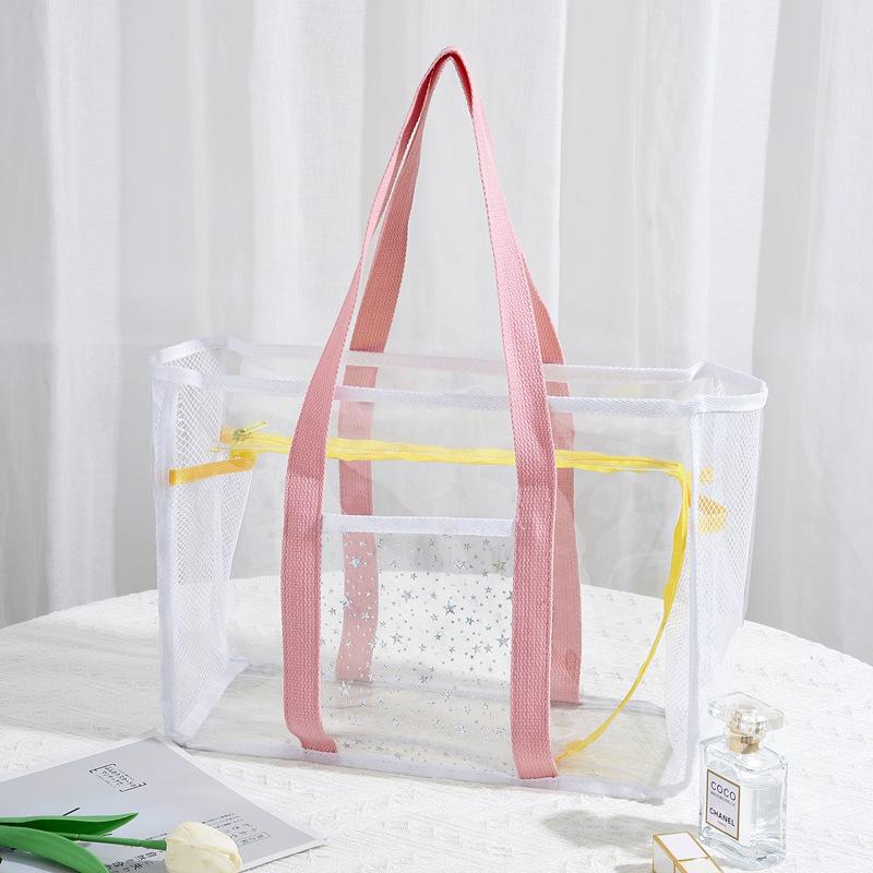 Women Handbag PVC Transparent Travel Bag Large Capacity Storage Bag Convenient Swimming Bag Outdoor Beach Bag Travel Tote