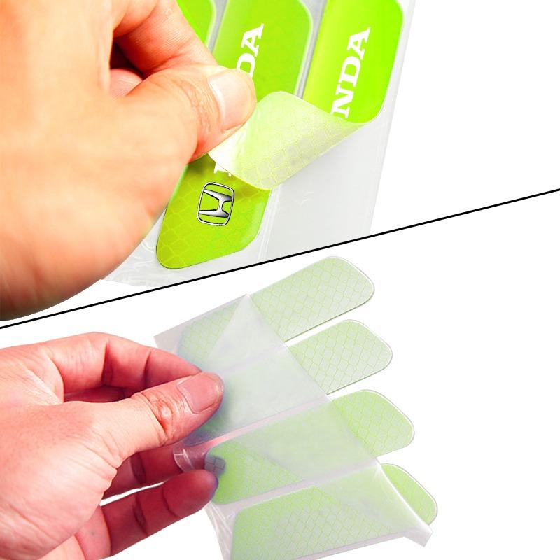 4PCS Car Door Safety Warning Reflective Mark 3D Sticker Car Accessories for Honda Fit Jazz Civic Accord Pilot Passport Stepwgn CRV BRV HRV Insight
