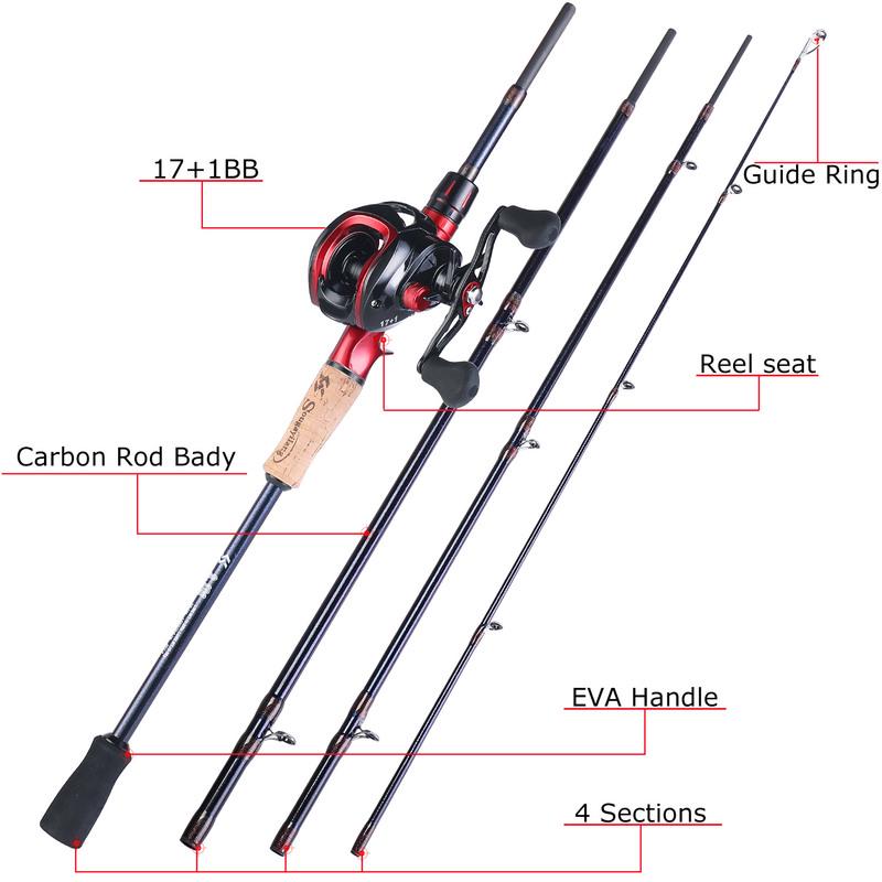 Комбинированные удочки и катушки Удочка для наживки 1,8 м/2,1 н с катушкой 17+1 BB для рыбалки в путешествиях