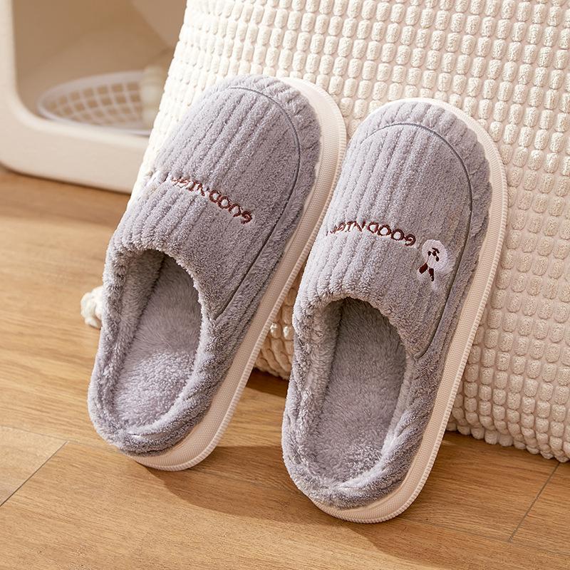 New Autumn and Winter Cotton Slippers Women's Home Household Couple Indoor and Outdoor Warm Thick-bottomed Fluffy Slippers Men