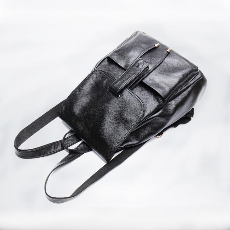Genuine Leather Women's Shoulder-to-top Cowhide Bag Casual Classic Travel Backpack Practical Student Bag