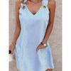 Summer Dresses Women's Fashion Striped Pocket V-neck Sleeveless Plus Size Women's Dress