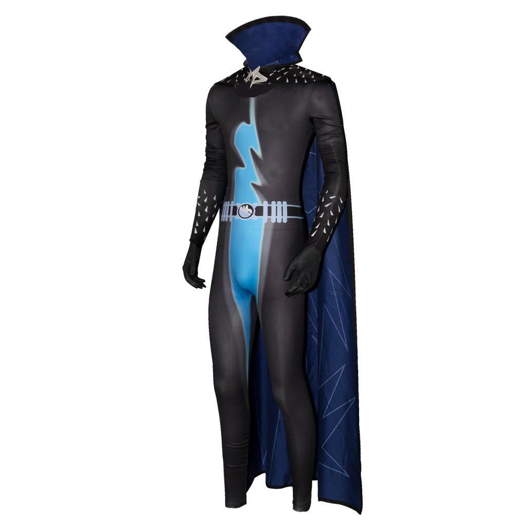 Cosplay Halloween Megamind Jumpsuit Cloak Set Performance Costume For Adult
