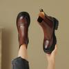 Fashion Women's New Autumn and Winter Round Toe Genuine Leather Cowhide Thick Soled Mid Heel Plus Calf Bullock Short Boots